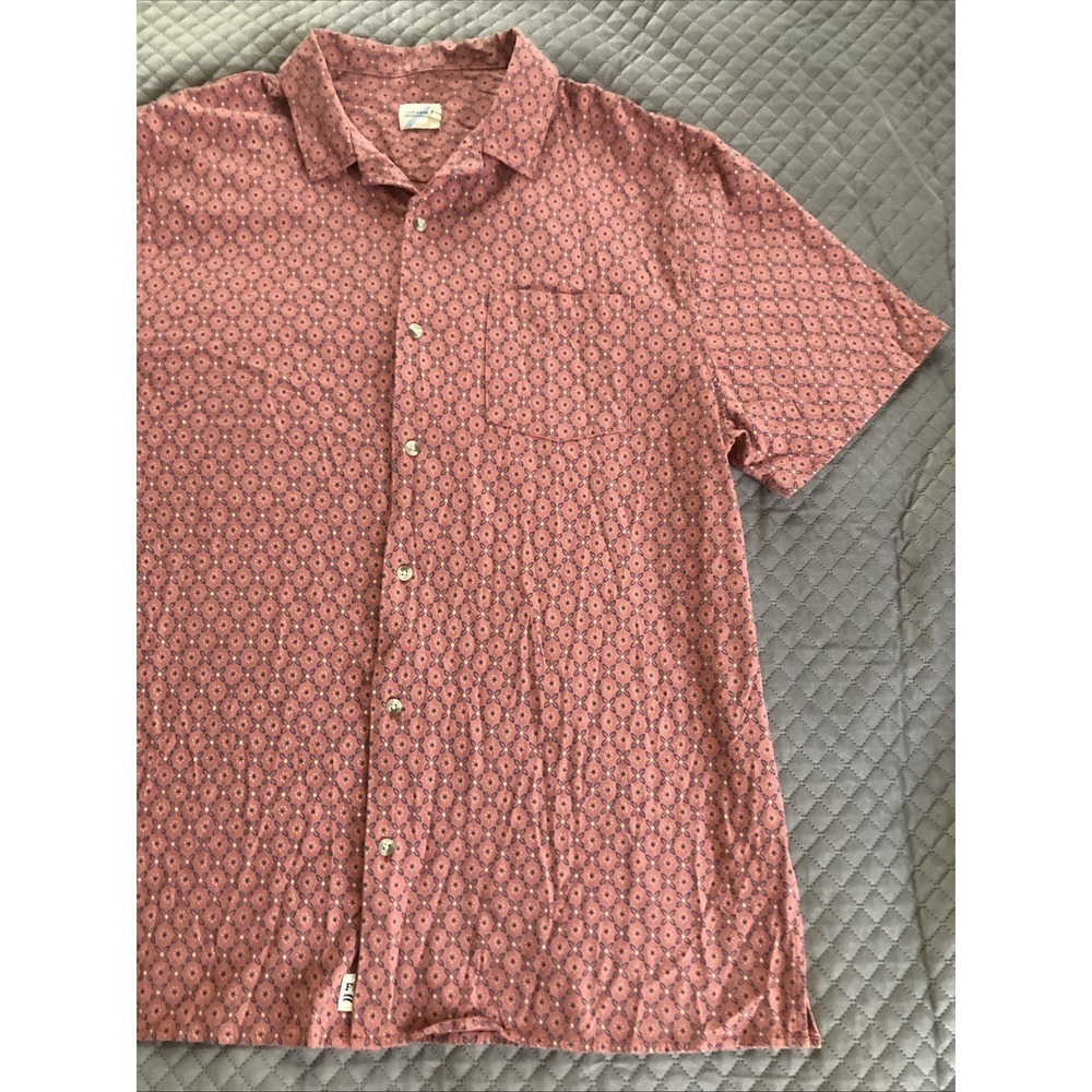 Fair Harbor Shirt Mens XL Red Geometric Short Sleeve Button Up Stretch Casual - Picture 2 of 9